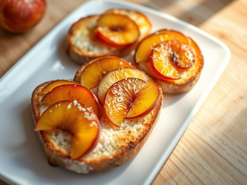 Perzik bruschetta, AI-gegenereerde illustratie