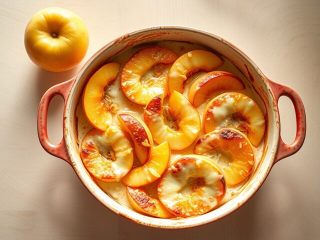 Perzikengratin met verse kaas