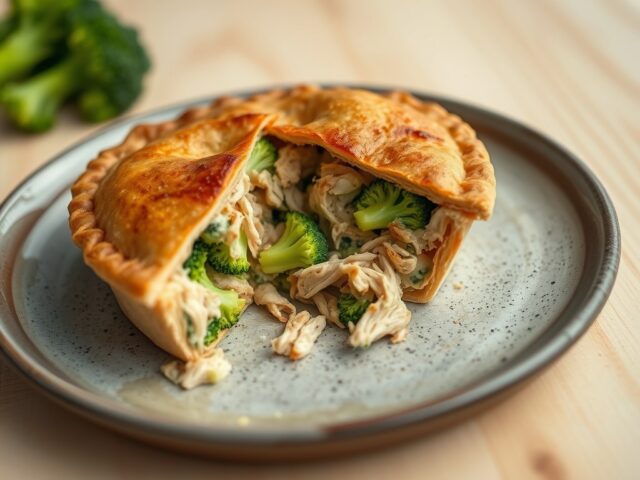 Pie met kip en broccoli