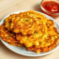 Pikante maïskoekjes met kaas en tomatensaus