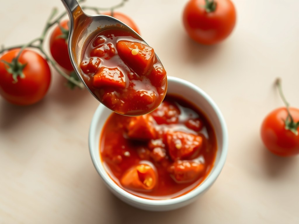 Pikante Tomatensaus, AI-gegenereerde illustratie