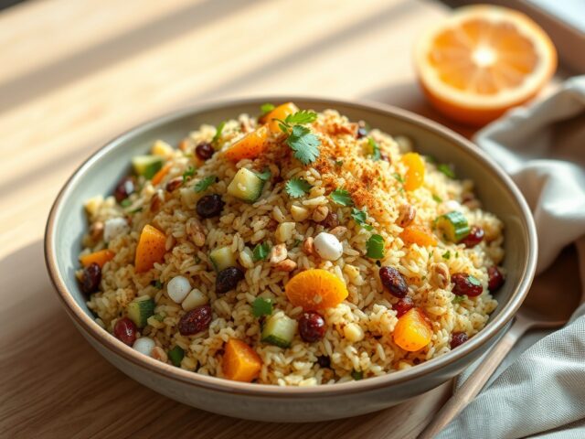 Pilaf met courgette en sinaasappel