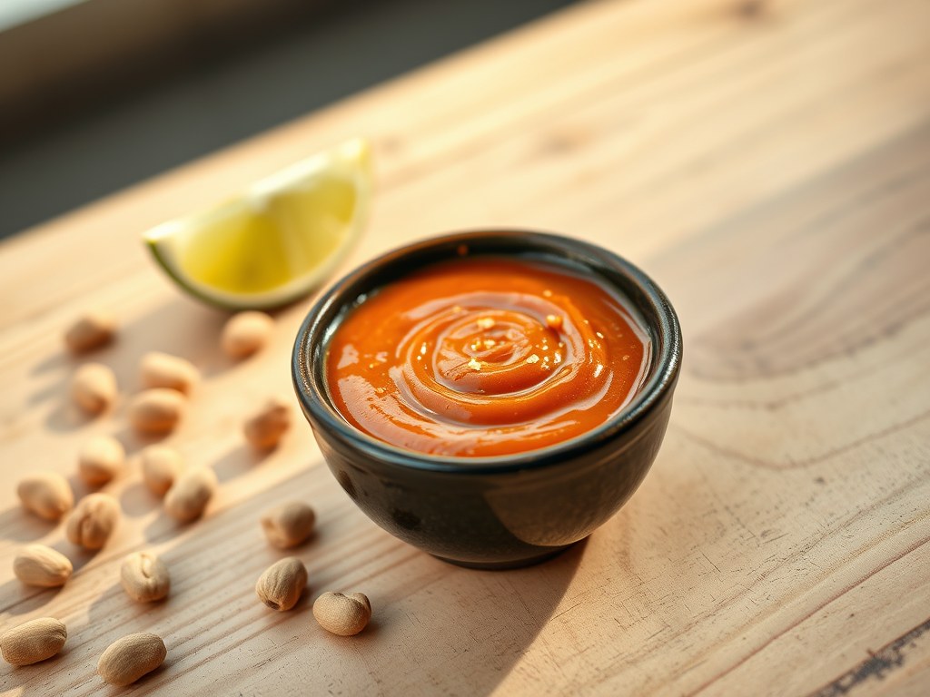 Pinda- of=Katjang- of= Saté- of =Gado Gado-saus, AI-gegenereerde illustratie