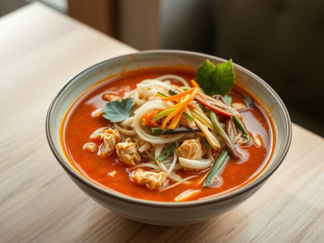 Pinda-tomatensoep met kip
