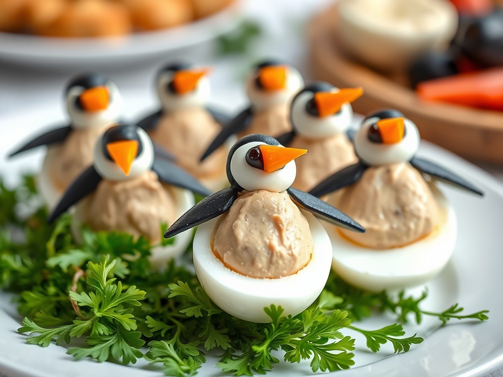 Pinguïns in de sneeuw, AI-gegenereerde illustratie