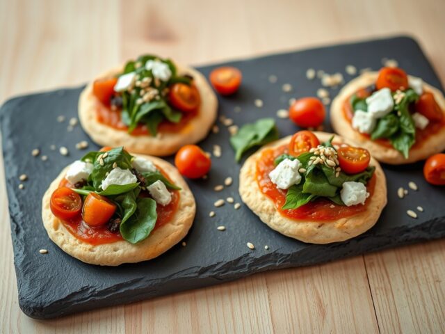 Pitapizza met spinazie en geitenkaas