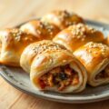 Pittige kip-saucijzen-broodjes