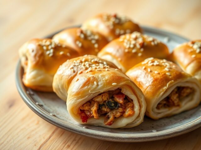 Pittige kip-saucijzen-broodjes