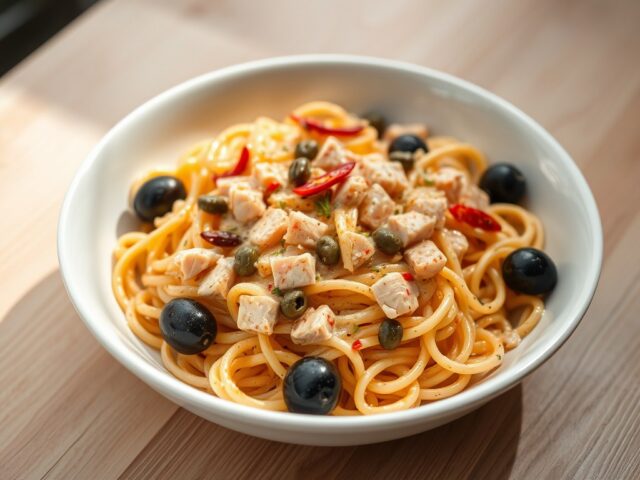 Pittige pasta met tonijn