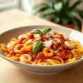 Pittige reuzenpasta met zeevruchten