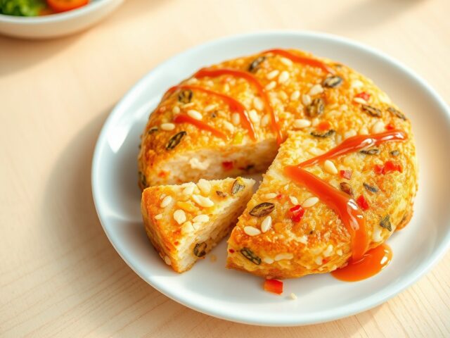 Pittige rijsttaart met krab