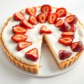 Plattekaastaart met aardbeien