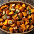 Pompoen en aardappels uit de oven
