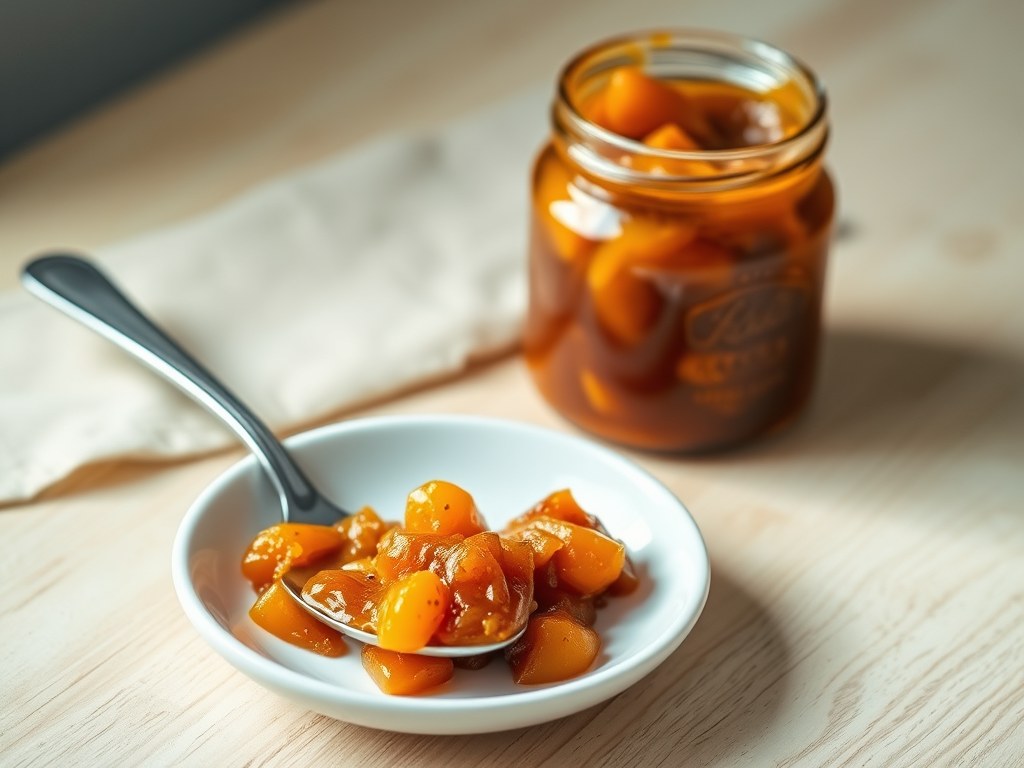 Pompoenchutney, AI-gegenereerde illustratie