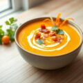 Pompoensoep met spek en koriander