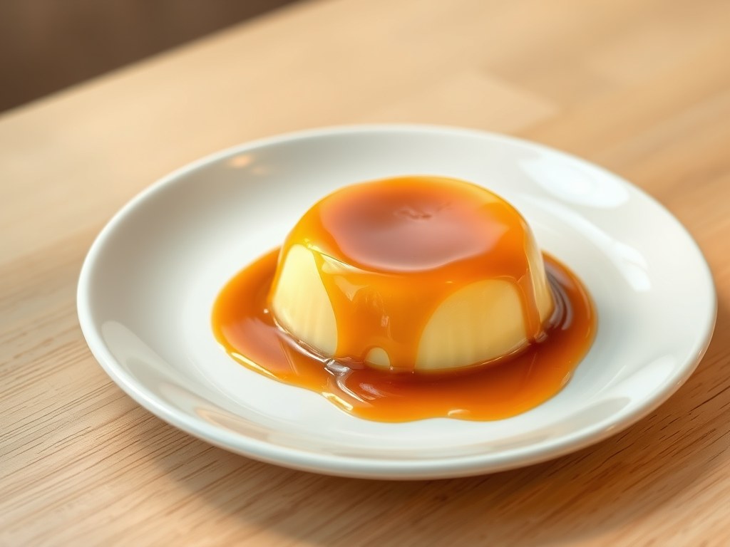 Portugese eiervla met caramel, AI-gegenereerde illustratie