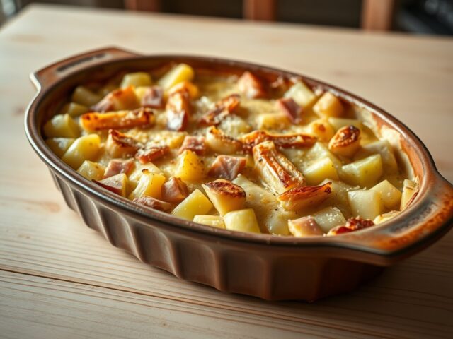 Prei gratin met platte kaas