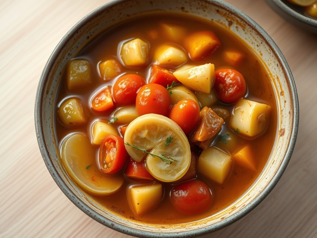 Prei-ratatouille met saffraan, AI-gegenereerde illustratie