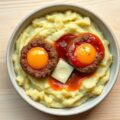Prei stamppot met vogelnestjes