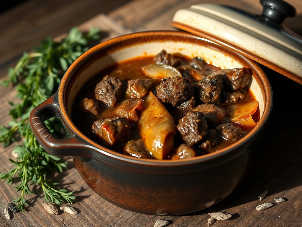 Provençaals stoofvlees, AI-gegenereerde illustratie