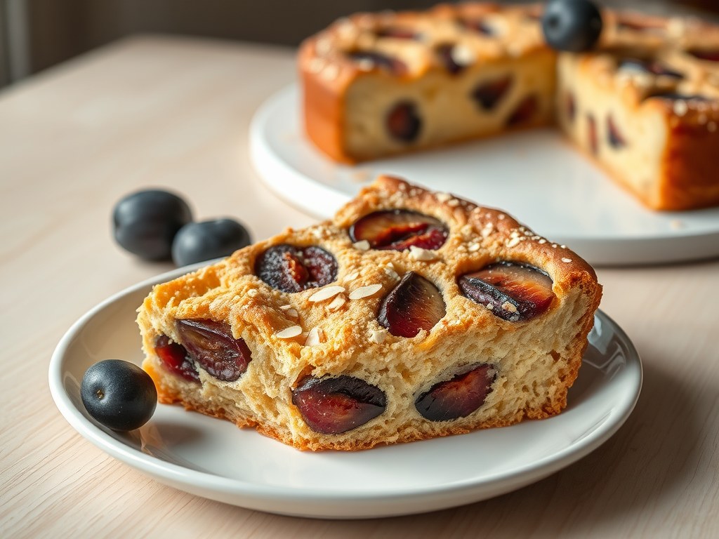 Pruimencake, AI-gegenereerde illustratie