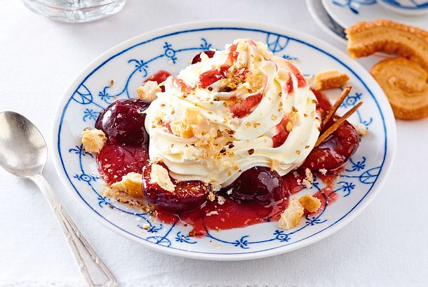 Gevulde pruimen met Amaretto en Mascarponeroom