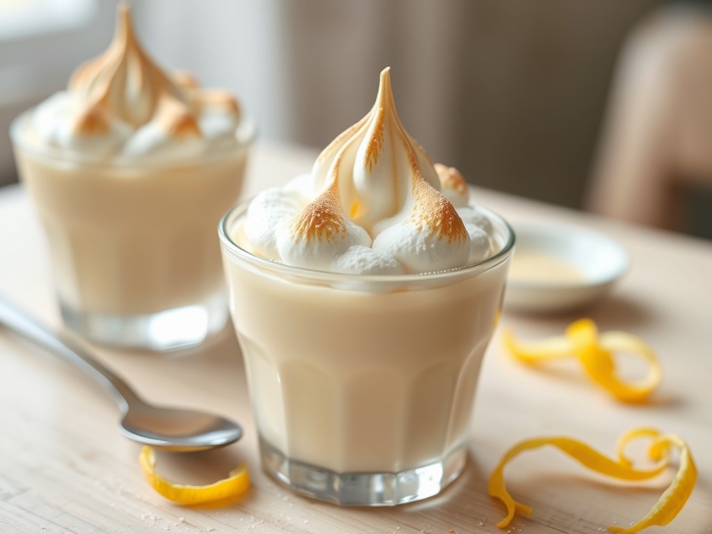 Pudding met meringue, AI-gegenereerde illustratie