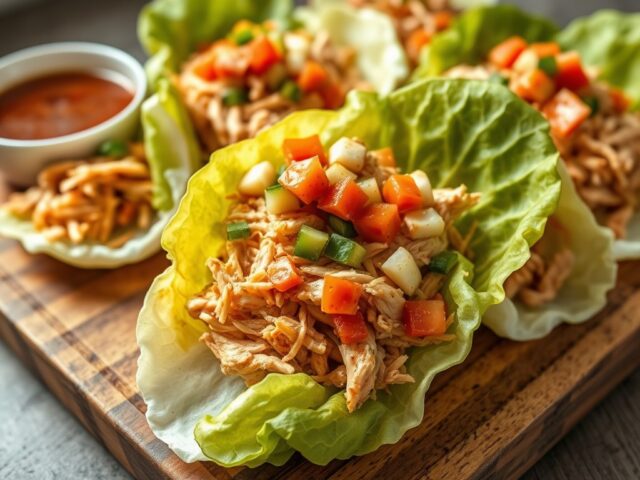 Pulled chicken in een slablaadje