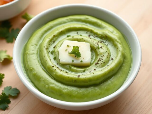 Puree van erwten met koriander
