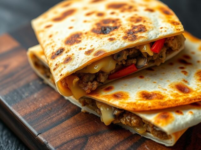 Quesadilla’s met gehakt en champignons