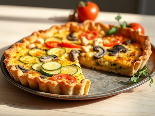 Quiche met courgette, tomaat en cashewnoten