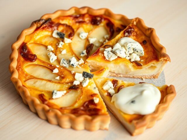Quiche met peer en roquefortcrème