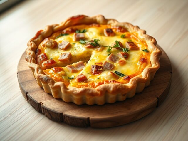 Quiche met witloof, ham en cheddar
