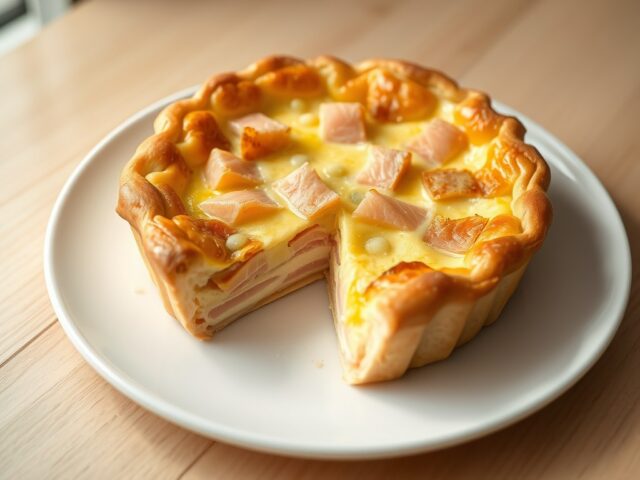 Quiche met zalm en prei gestoofd in een trappist