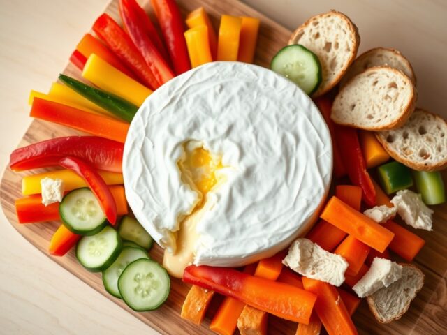 Rauwkost met dip van gesmolten camembert