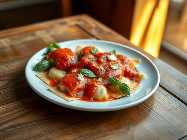 Ravioli in tomatensaus