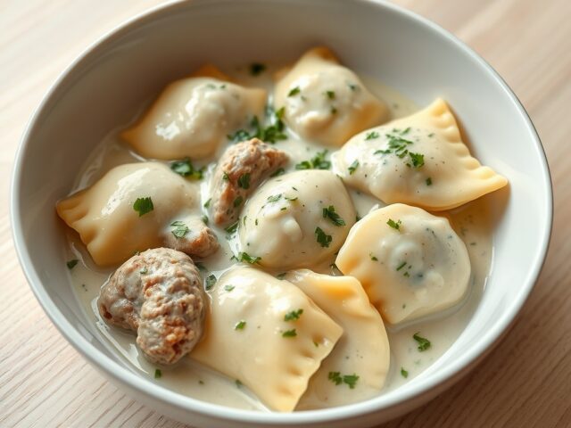 Ravioli met peterseliesaus