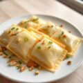 Ravioli met zalm en bieslook