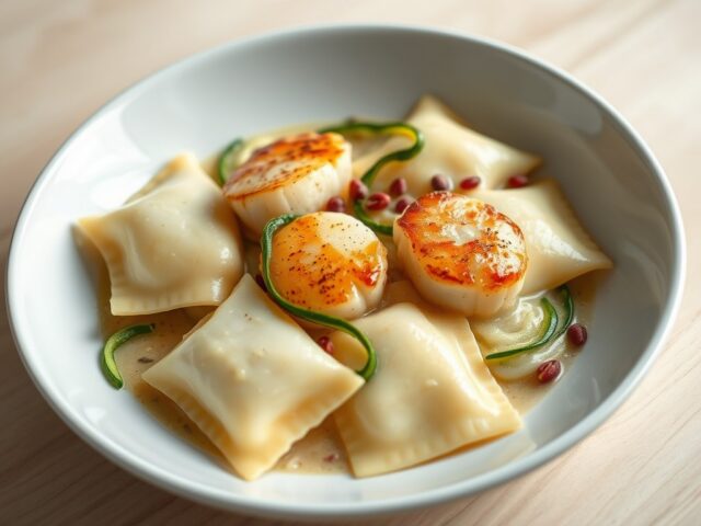 Raviolone met sint jacobsschelpen