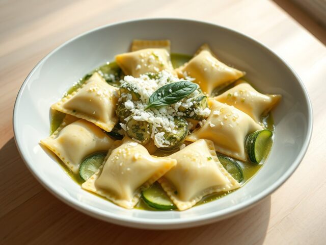 Ravioloni met pesto-ricottavulling