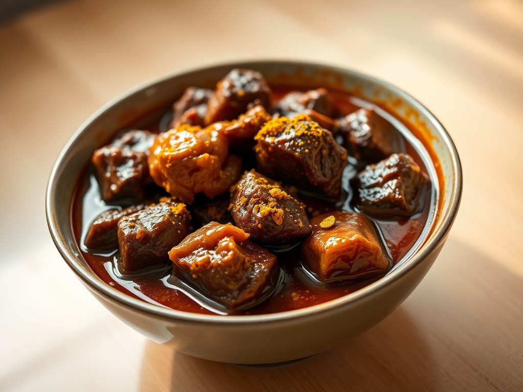 Rendang Padang, AI-gegenereerde illustratie