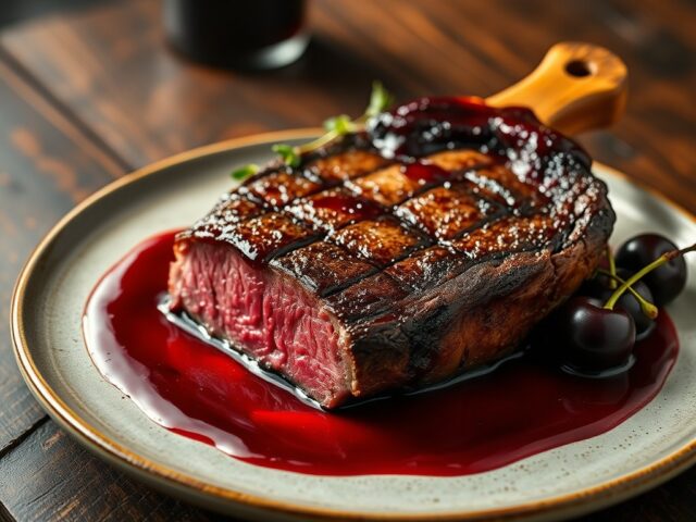 Ribeye met kersensaus