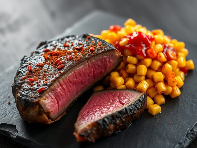 Ribeye Steak van het Rund met Hete Maïs