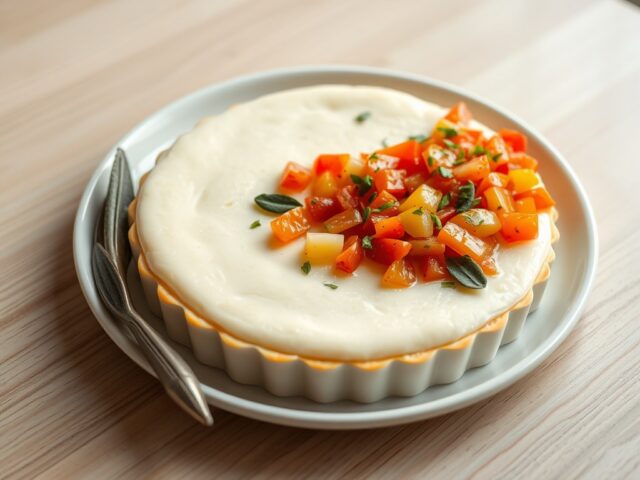 Ricotta- en mozzarellaflan met tomatensalsa