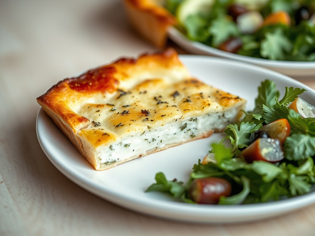 Ricottataart met Salade, AI-gegenereerde illustratie