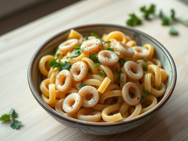 Rigatoni met inktvis en tuinkruiden