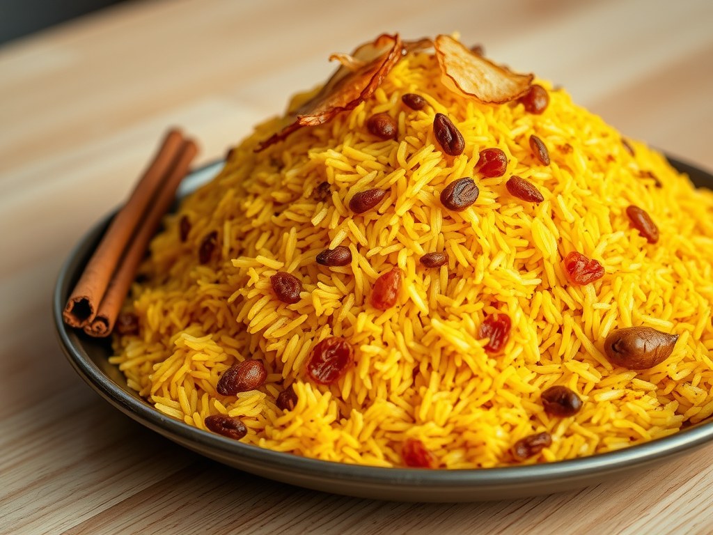 RIJST : Biryani uit India, AI-gegenereerde illustratie