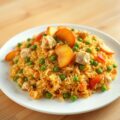 Rijst met kip en perziken ( Pilaf – Pilav )