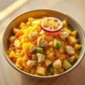 Rijst met kip, mango en appel