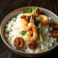 Rijst met Paksoi, Kastagnechampignons, Gember en Garnalen